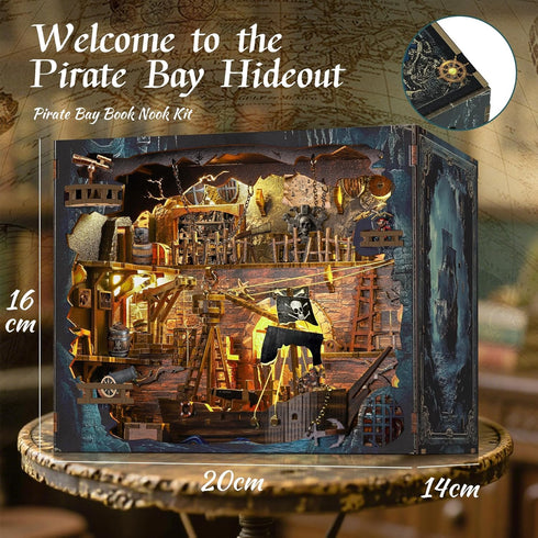 VORATHIS 3D Book Nook Pirate Kit - DIY Miniature House Kit for Adults, Teens, Dollhouse Booknook Bookshelf Insert Decor