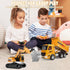 MQDMINI Set 3-12 Remote Control Excavator and Dump Truck Toy - RC Construction Vehicles Toy with Barricades, Road