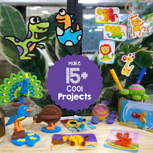 5-in-1 15+ 4-8 5 7 6-8 6 Imagimake Awesome Craft Kit | Includes Projects | Crafts for Kids Ages | to Year Old Girl