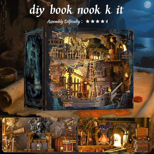 VORATHIS 3D Book Nook Pirate Kit - DIY Miniature House Kit for Adults, Teens, Dollhouse Booknook Bookshelf Insert Decor