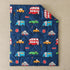 Set 4 Caressma Navy Toddler Bedding Bed-in-a-Bag Pieces, Soft Microfiber Kids Comforter with Cars,Buses & Traffic