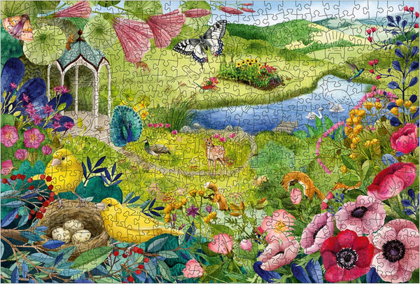 Ravensburger Nature Garden 500-Piece Vibrant Wooden Jigsaw Puzzle with Whimsical Pieces and Eco-Friendly Materials