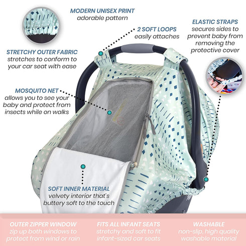 Car Seat Canopy Stroller Covers for Infant Boy and Girl Babies Stretchy and Kick Proof with Net Multi Use Soft