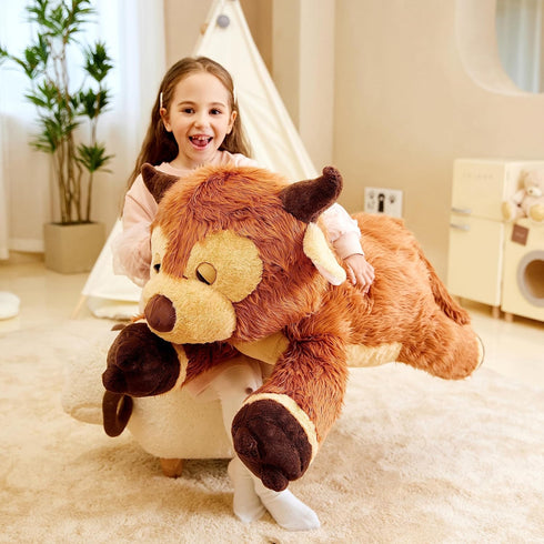 IKASA Giant Highland Cow Stuffed Animal Plush Toy, Large 33" Cute Fluffy Jumbo Soft Toys, Gifts for Kids
