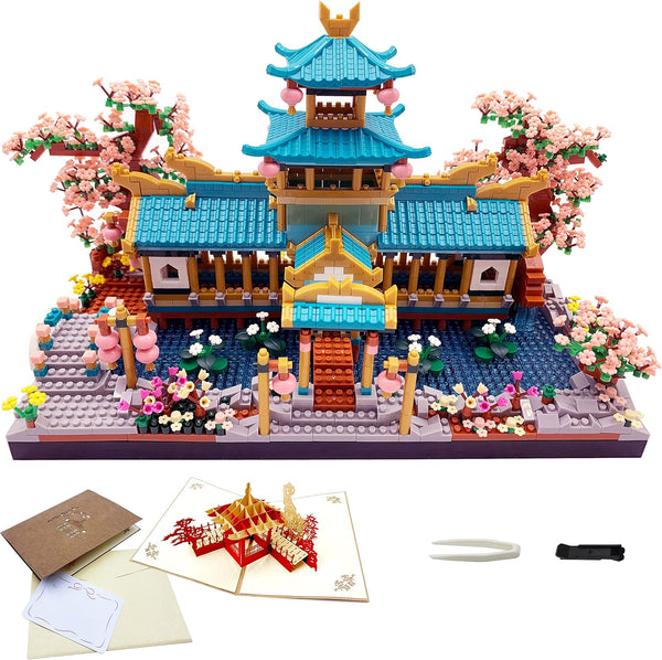Micro Building Blocks Set, Chinese Suzhou Garden Architecture & Cherry Blossom Bonsai Tree, 2350 pcs