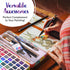 Watercolor Paint Set - 50 Travel Watercolors, Paint for Adults, Kids, Beginners, Palette with Paper, Brush, Art Supplies