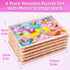 1-3, 6XSET 1-3 2-4 SYNARRY Wooden Puzzles for Toddlers Toddlers Puzzles Ages with Rack, Learning Alphabet Number Shape