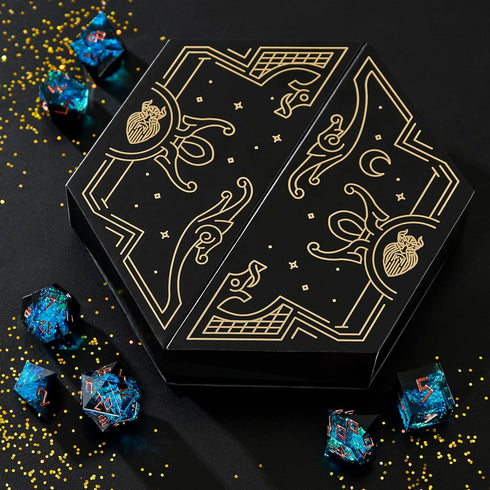 Set Sharp Edge DND Dice with Glowing LED Display Box - Premium Polyhedral Resin Dice for Dungeons and Dragons |