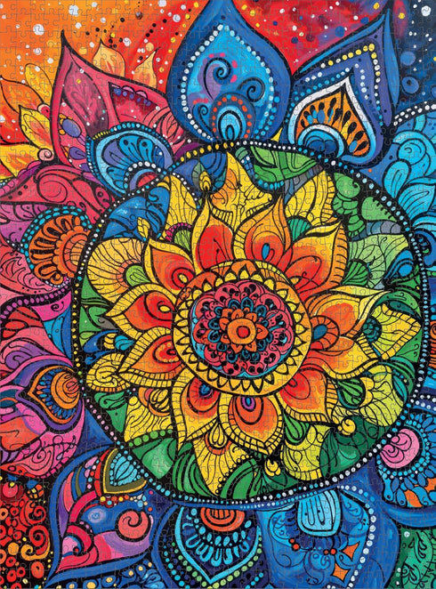 Rainbow Mandala Mirage by Cross & Glory: 1000 Piece Colorful Jigsaw Puzzle, Premium Quality (20x27 Inches)
