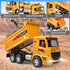 MQDMINI Set 3-12 Remote Control Excavator and Dump Truck Toy - RC Construction Vehicles Toy with Barricades, Road
