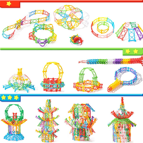 RAINBOW TOYFROG Snap-N-Twist Building Blocks - 270 Piece Set of Flexible Interlocking STEM Toys for 5 to 12