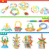 RAINBOW TOYFROG Snap-N-Twist Building Blocks - 270 Piece Set of Flexible Interlocking STEM Toys for 5 to 12