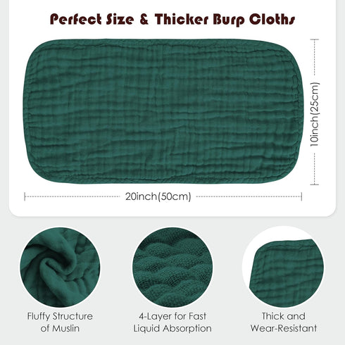 100% 20''x10'' Items(12 Pack Spotted Play Muslin Burp Cloths Cotton Large Extra Soft and Absorbent Baby Wash Cloths