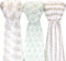 Muslin Cotton Baby Swaddle Blankets, Large 3 Pack Green Brown Hand-Drawn Designs