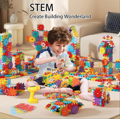 CZOALX 234Pcs 3-5 4-8, Set Electric Montessori Building Blocks for Toddlers Motorized Gear Construction Toy with Power