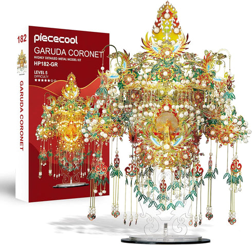 Piececool 3D Metal Asian Puzzles Model Kits, Garuda Coronet Metal Building Kit for Adults, 522 Pcs Brain Teaser Puzzle