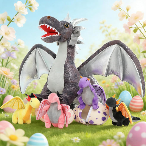 7 Set, 22 inch 4 2 MaoGoLan Pcs Dragon Plush Toy Large Dragon Stuffed Animal with Babies & Eggs in Mom's Belly