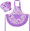 R HORSE Kid Apron and Chef Hat Set - 2Pcs Purple Butterfly