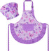 R HORSE Kid Apron and Chef Hat Set - 2Pcs Purple Butterfly