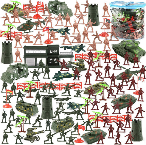 3 Otters 307PCS Army Men Military Set, Plastic Toy Soldiers for Boys and Girls with Storage Container