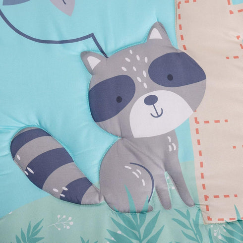 CribMATE Set 3 28'' 52'' Blue Forest Animal Nursery Crib Beddding Pieces - Quilt/Fitted Sheet/Skirt x