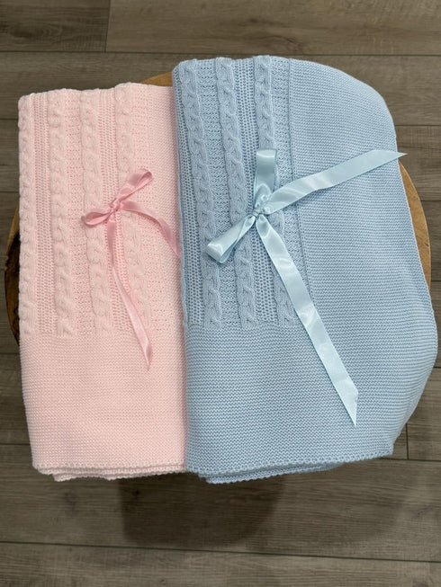 Creaciones Huerta 38'' 39'' Soft Knitted Receiving Baby Blanket for Boys and Girls Crib Nursery Swaddle Shower Gift
