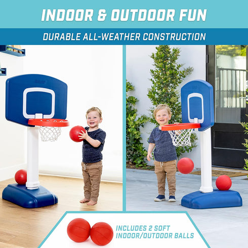 GoSports Tot Shot Toddler Basketball Set, Indoor & Outdoor Toy Hoop with Adjustable Height