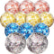 Lewtemi 12 Pcs Inflatable Glitter Beach Balls, Clear Confetti Jumbo Pool Toys for Outdoor Party Decorations