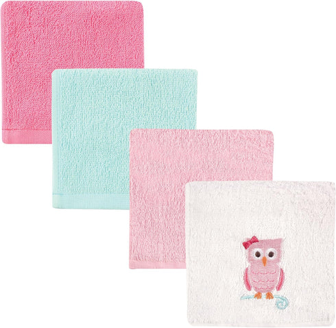 Luvable Friends Unisex Baby Super Soft Cotton Washcloths, Owl, One Size
