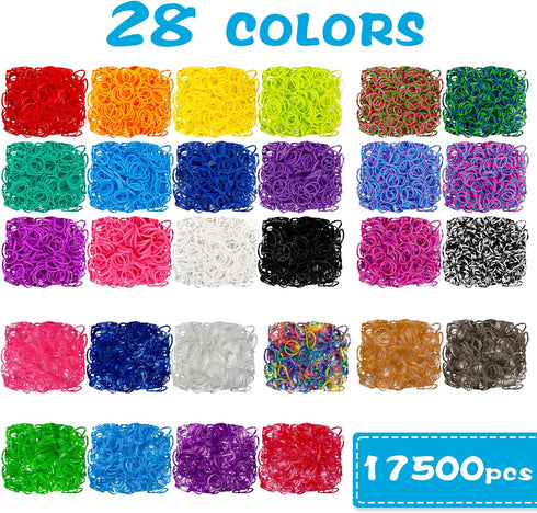 17500+ 3 28 600 352 40 INSCRAFT Rubber Loom Bands with Layer Blue Container, Colors, S-Clips, Beads, Cartoon Pendant