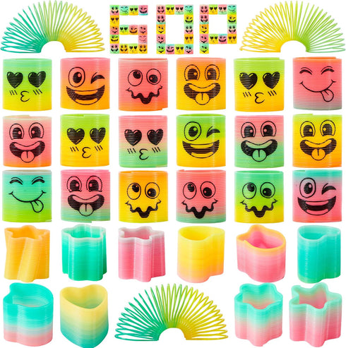 JOYIN 30 Pcs Spring Rainbow Party Favor - Mini Plastic Coil Spring Toys - Fidget Stress Bulk Toys for Kids