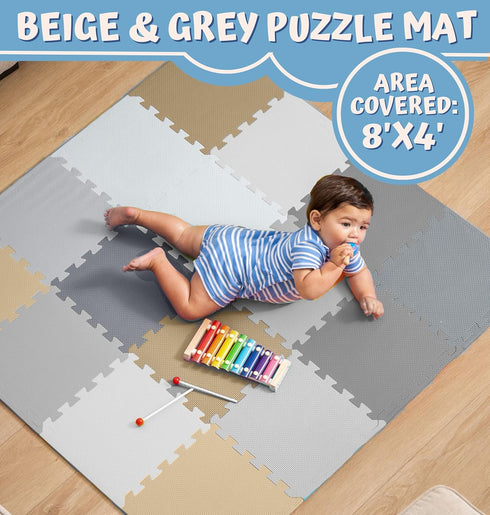 32-Pack 12x12 TOYVELT Foam Puzzle Floor Mat for Kids - Interlocking EVA Play Mats with Colors - Educational, Non-Toxic