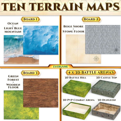 10 6 (1" 22x26-4 3D 140+ 4 DND Game Mats and a lot More - Includes Dungeons & Dragons Board Game Battle Maps Hex Grid)