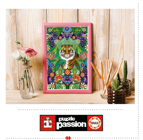 Educa - Catalina Estrada Bengal Tiger 500 Piece Jigsaw Puzzle, Glue Included, Completed Image 18.9" x 13.4"