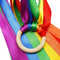 WILLBOND 3 Pieces Rainbow Hand Kite Ribbon, Dancing Ribbon Streamer with Wood Ring Educational Toys