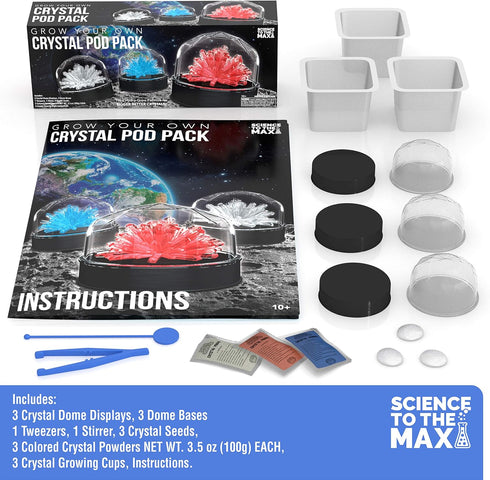 Crystal Growing Kit for Kids - STEM Science Kit for Boys and Girls, 3 Display Crystal Dome Displays, Educational Kit