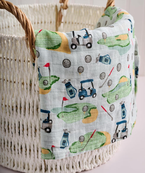 47x47 Inch (Pack 1) Mud Pie Muslin Swaddle, Golf