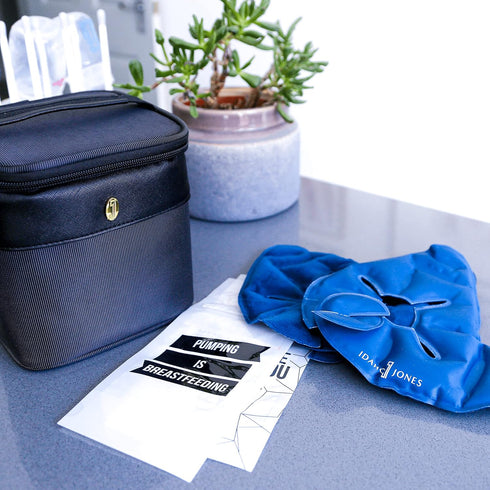 InstaRelief Breast Therapy Pack - 2 Navy Blue Hot/Cold Gel Ice Packs for Mastitis Relief and Breastfeeding