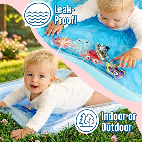 Tummy Tummy 3 36 SplashEZ Lights Up Time Water Mat for Babies, Large Baby Water Mat Time for Sensory Play with LED