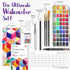 Watercolor Paint Set - 50 Travel Watercolors, Paint for Adults, Kids, Beginners, Palette with Paper, Brush, Art Supplies