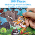 Think2Master Colorful Rainforest Jungle 100 pieces Jigsaw Puzzle fun educational toy for kids, school & families. Great gift for boys & girls ages 4-8 to stimulate learning. Size:23.4” X 16.5”