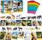 15 PCS Safari Animal Figurines with 15 Flashcards, Realistic Zoo Animal Figures, Montessori Educational Matching Game