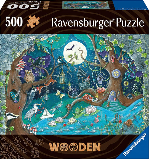 Ravensburger Fantasy Forest 500-Piece Vibrant Wooden Jigsaw Puzzle with Eco-Friendly Materials for Fun