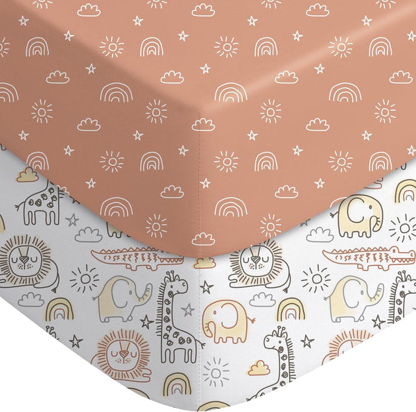 Yoofoss Baby Crib Sheets 2 Pack for Boys and Girls - 52x28