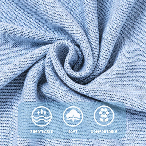 Booulfi Baby Blankets Neutral Knitted Blue Cotton Blue Baby Blanket Stroller Lace Border Crochet Winter Crib Baby