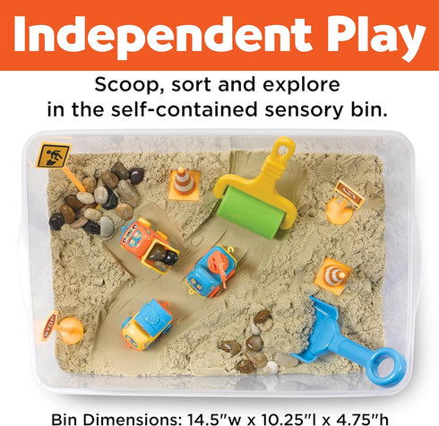 Creativity for Kids Sensory Bin: Construction Zone Playset, Excavator Toys for Boys Ages 3-5+ for Outdoor Fun