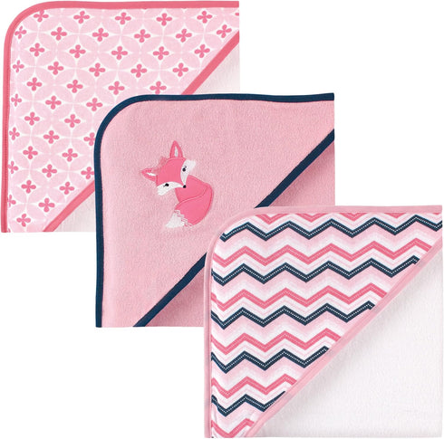 Luvable Friends Unisex Baby Cotton Terry Hooded Towels, Foxy, One Size