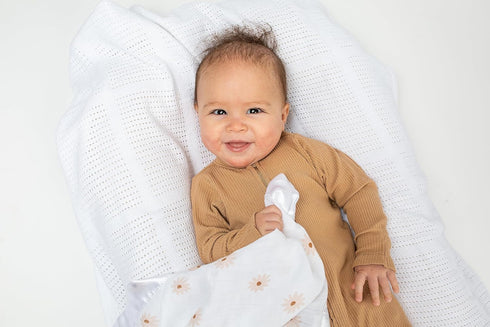 Lulujo Security Lovey Blankets Unisex, Softest Breathable Cotton Muslin Set with Silky Satin Trim | Neutral Comforting
