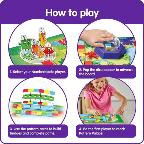 hand2mind Numberblocks Race to Pattern Palace! Board Game, Preschool Math Game for Kids Ages 3-5