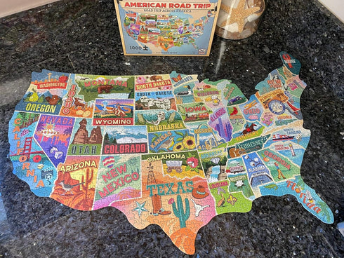 TDC Games US Map Puzzle Great American Roadtrip, 1000 Piece Jigsaw Puzzle for Kids & Adults